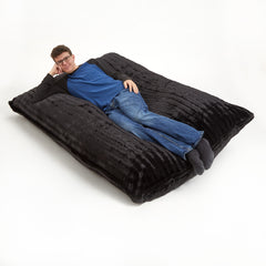 Black Faux Fur Sofa Sack Bean Bag Lounger 73" X 52" X 10" Black Faux Fur Sofa Sack Bean Bag Lounger 73" X 52" X 10" - Neurodiversity Nation