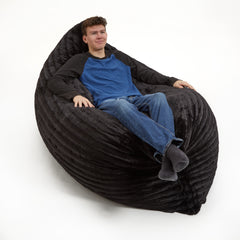 Black Faux Fur Sofa Sack Bean Bag Lounger 73" X 52" X 10" Black Faux Fur Sofa Sack Bean Bag Lounger 73" X 52" X 10" - Neurodiversity Nation