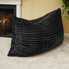 Black Faux Fur Sofa Sack Bean Bag Lounger 73" X 52" X 10" Black Faux Fur Sofa Sack Bean Bag Lounger 73" X 52" X 10" - Neurodiversity Nation