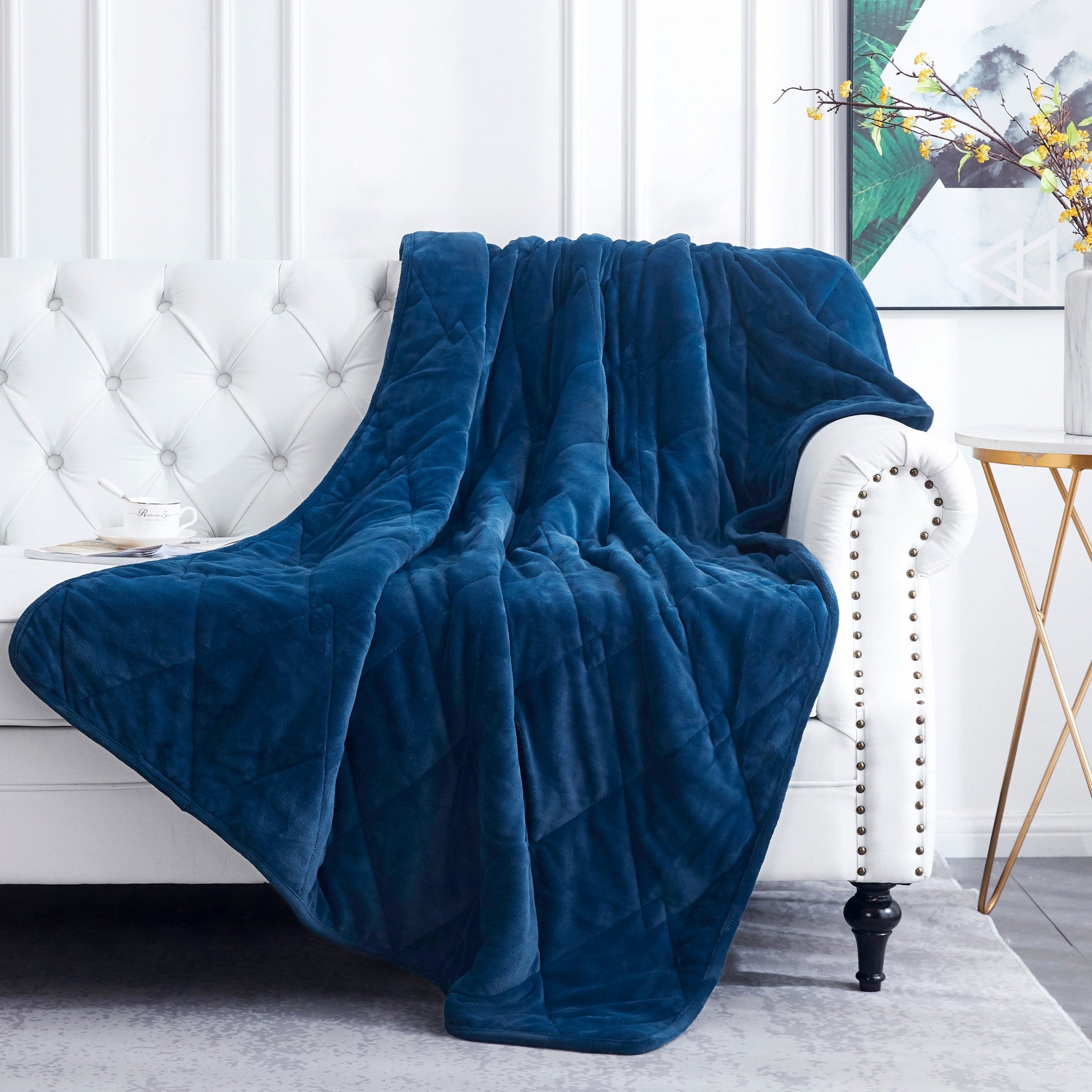 Navy Blue Velvet Weighted Blanket Neurodiversity Nation