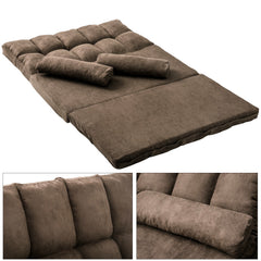 Double Chaise Floor Lounge with Two Pillows (Brown) Double Chaise Floor Lounge with Two Pillows (Brown) - Neurodiversity Nation