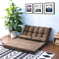 Double Chaise Floor Lounge with Two Pillows (Brown) Double Chaise Floor Lounge with Two Pillows (Brown) - Neurodiversity Nation