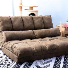Double Chaise Floor Lounge with Two Pillows (Brown) Double Chaise Floor Lounge with Two Pillows (Brown) - Neurodiversity Nation