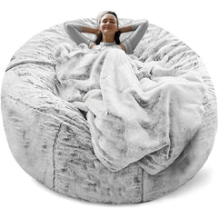 Fluffy Velvet Bean Bag Cover - Snow Gray Fluffy Velvet Bean Bag Cover - Snow Gray - Neurodiversity Nation