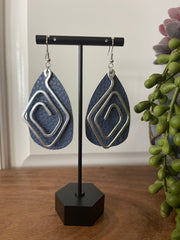 Diamond Hammered Metal Teardrop Earrings