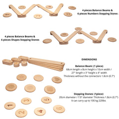 Wooden Balance Beam and Stepping Stones Set - Neurodiversity Nation