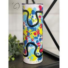 Splatter Autism Puzzle Piece 20oz Skinny Tumbler - Neurodiversity Nation