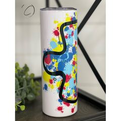 Splatter Autism Puzzle Piece 20oz Skinny Tumbler - Neurodiversity Nation