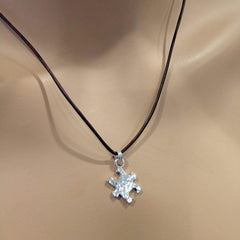 Sterling Silver Autism Awareness Puzzle Piece Leather Necklace - Neurodiversity Nation