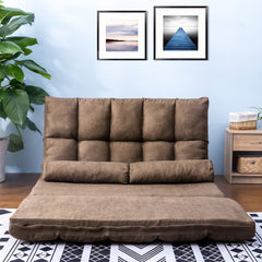 Double Chaise Floor Lounge with Two Pillows (Brown) - Neurodiversity Nation