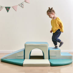 Soft Climb and Crawl Foam Playset 9 in 1 in Blues - Neurodiversity Nation