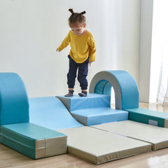 Soft Climb and Crawl Foam Playset 10 in 1 in Blues - Neurodiversity Nation