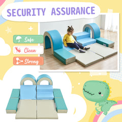 Soft Climb and Crawl Foam Playset 10 in 1 in Blues - Neurodiversity Nation