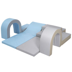 Soft Climb and Crawl Foam Playset 10 in 1 in Blue Grey - Neurodiversity Nation