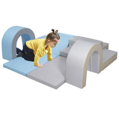 Soft Climb and Crawl Foam Playset 10 in 1 in Blue Grey - Neurodiversity Nation
