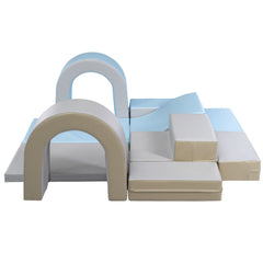 Soft Climb and Crawl Foam Playset 10 in 1 in Blue Grey - Neurodiversity Nation