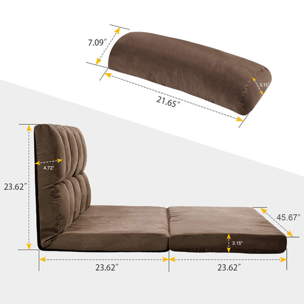 Double Chaise Floor Lounge with Two Pillows (Brown) - Neurodiversity Nation
