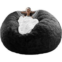 Fluffy Velvet Bean Bag Cover - Black - Neurodiversity Nation