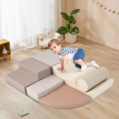 Soft Climb and Crawl Foam Playset 6 in 1 Beige - Neurodiversity Nation