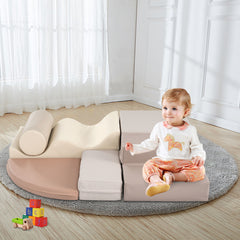 Soft Climb and Crawl Foam Playset 6 in 1 Beige - Neurodiversity Nation