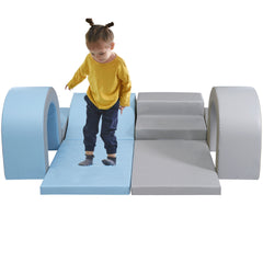 Soft Climb and Crawl Foam Playset 10 in 1 in Blue Grey - Neurodiversity Nation
