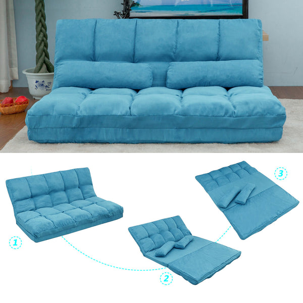 Double Chaise Floor Lounge with Two Pillows (Blue) - Neurodiversity Nation