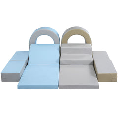 Soft Climb and Crawl Foam Playset 10 in 1 in Blue Grey - Neurodiversity Nation