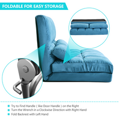 Double Chaise Floor Lounge with Two Pillows (Blue) - Neurodiversity Nation